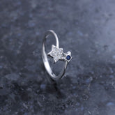 Sterling Silver Double Star Ring With Adjustable Size